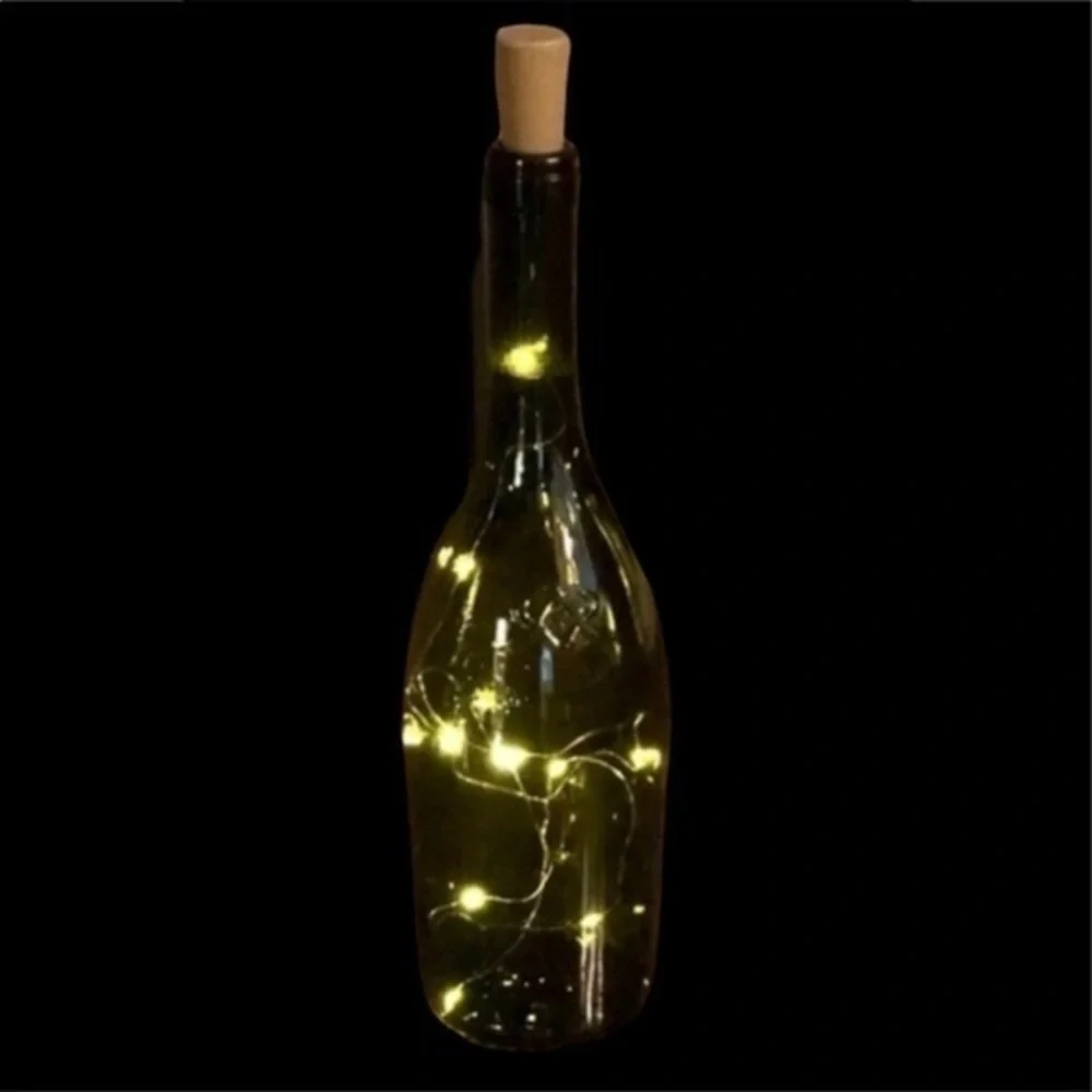 Fairy lights in wine bottle